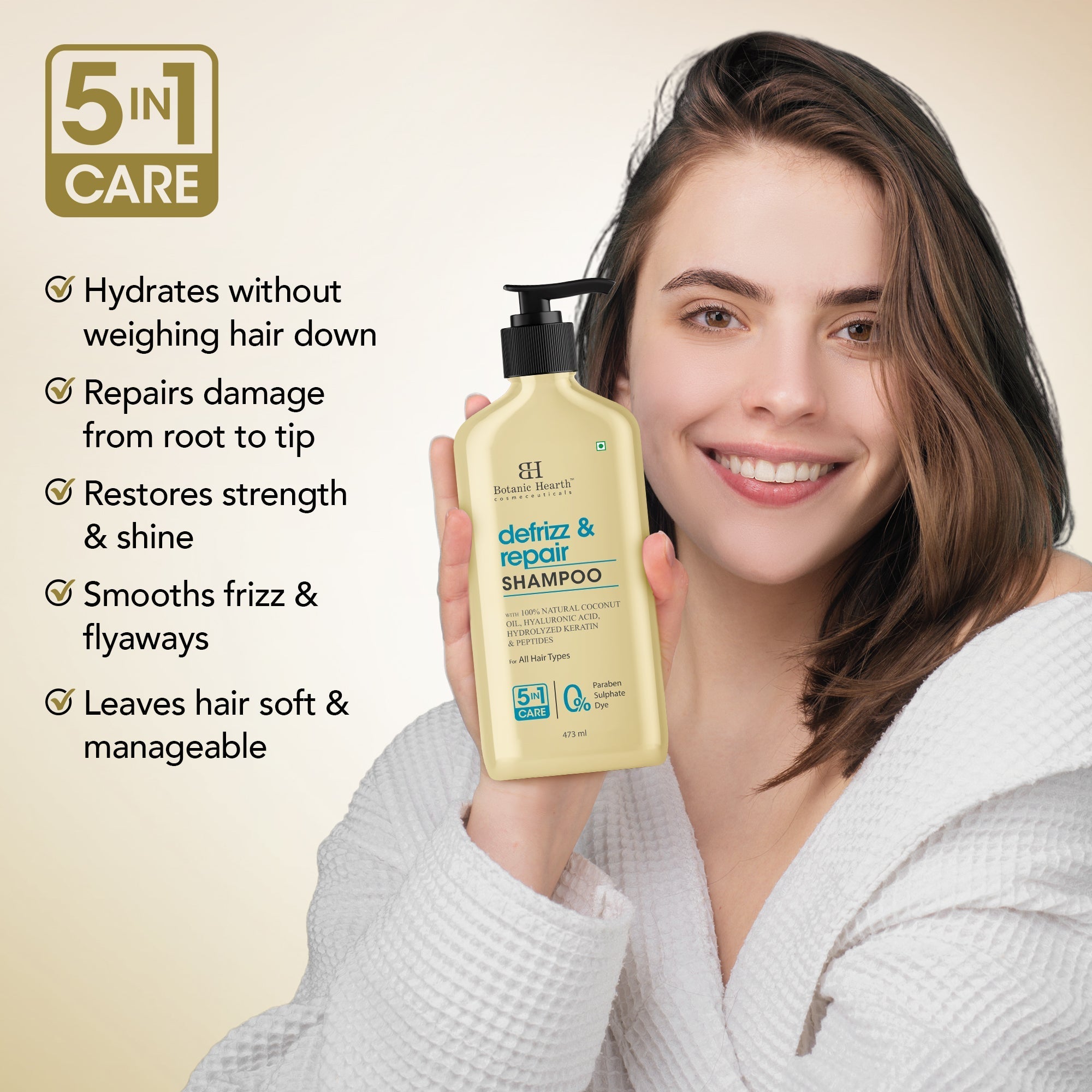 Botanic Hearth Defrizz & Repair Shampoo with Coconut Oil & Peptides