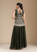 Teeya Creation Mehendi Color Star Georgette Party Wear Designer Peplum Sharara Set