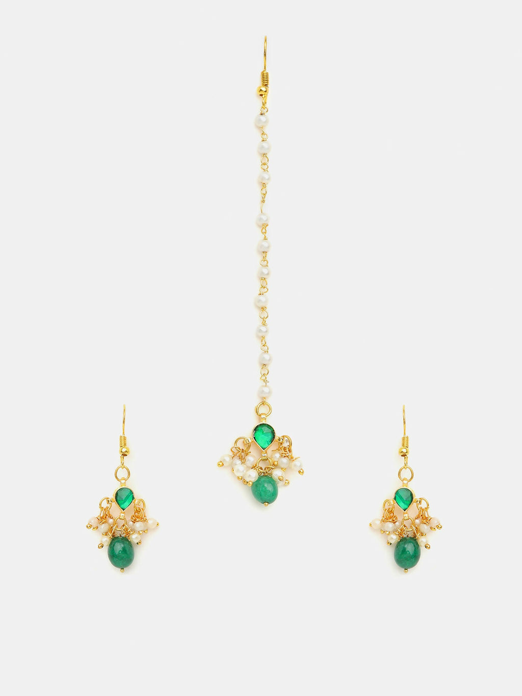 Ruby Raang Handcrafted Kundan Studded Earring With A Maang Tikka - Distacart