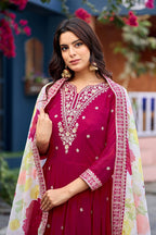 Anaita Pink Embroidered Georgette Stitched Anarkali Suit With Dupatta - Distacart