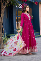 Anaita Pink Embroidered Georgette Stitched Anarkali Suit With Dupatta - Distacart