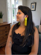 Inhanns Handmade Crystal Waterfall Earrings - Long - Yellow - Distacart