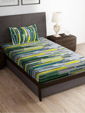 Story@home Arena White & Grey Printed 180 TC Bedsheet & Pillow Covers
