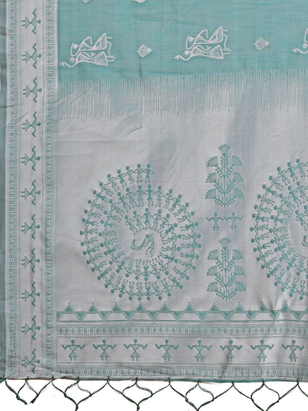 Shree Shyam Fashion Varnika Sea Green Linen Cotton Saree