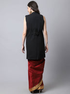 Even Apparels Black Polywool Open Front Women's Long Coat - Distacart