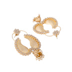 Nuyug 22K Gold Plated White Stone Studded Contemporary Mini Jhumki Dangler Earrings - Distacart