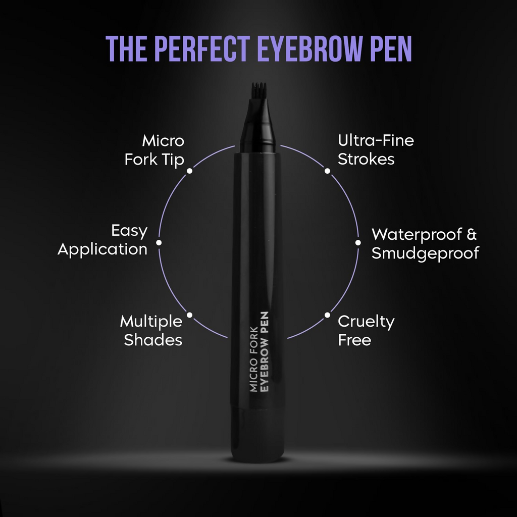 Gleva Eyebrow Pen with 4 Micro-Fork Tip Applicator - Black