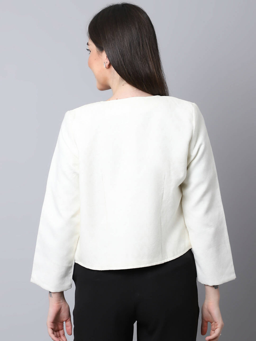 Even Apparels White 100% Viscose Open Front Statement Women's Jacket - Distacart