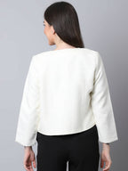 Even Apparels White 100% Viscose Open Front Statement Women's Jacket - Distacart