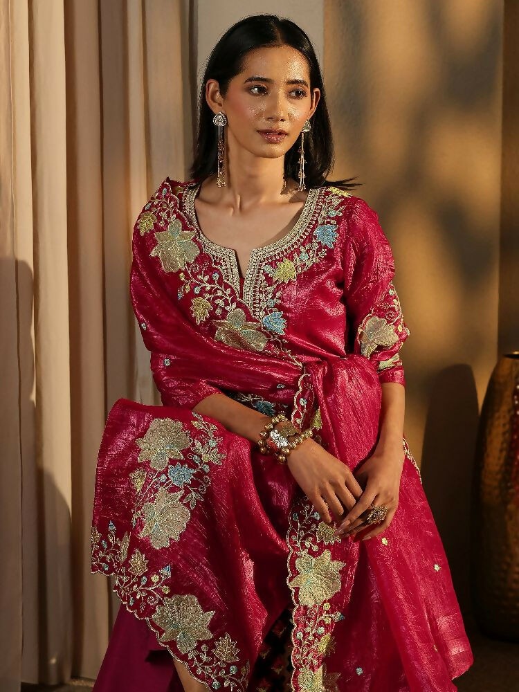 Teeya Creation Rani Color Barsana Silk Pakistani Style Salwar Suit