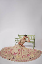 Kesar Fab Ivory Silk Embroidered Lehenga