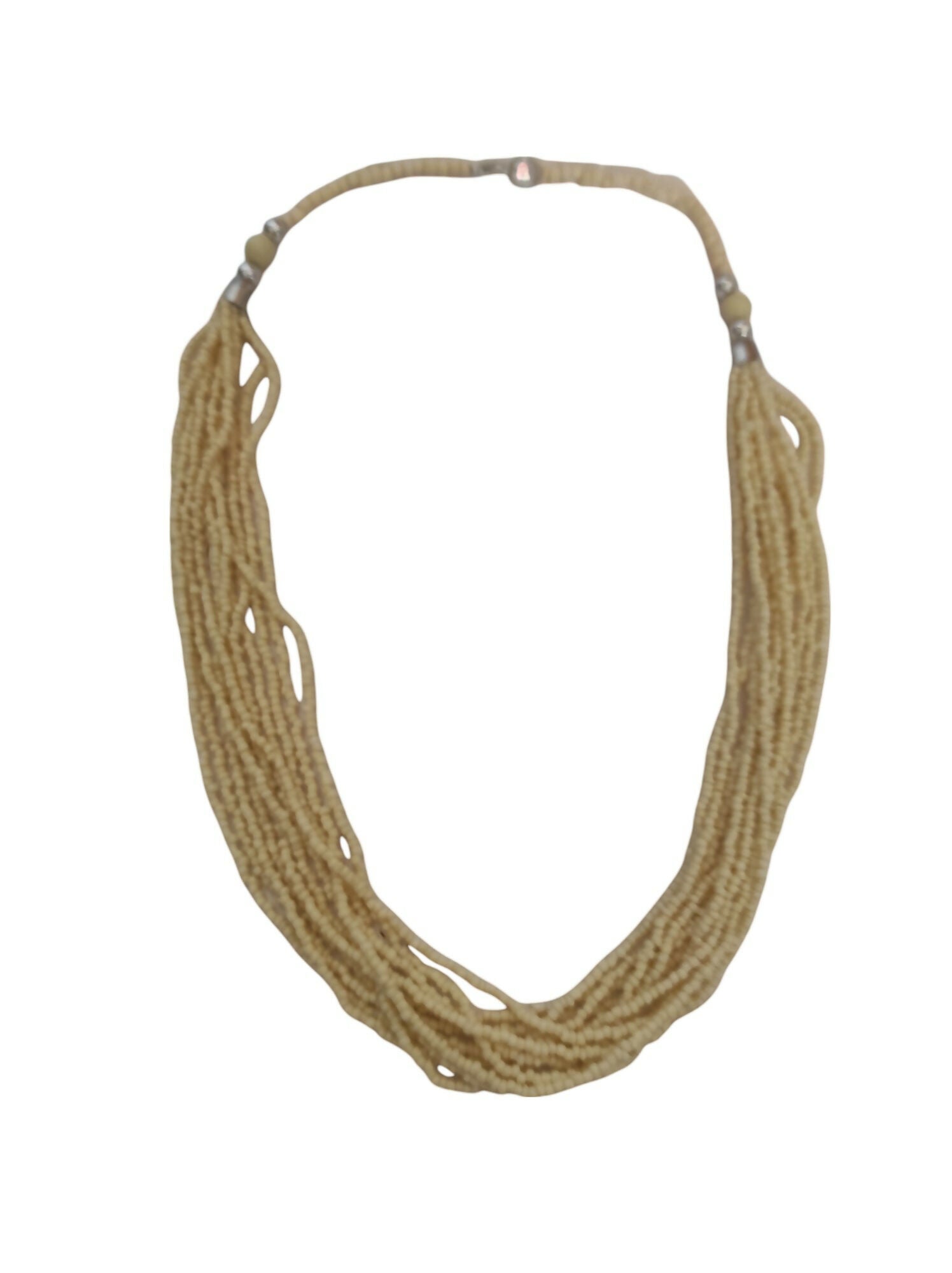 Inhanns Bloom Handmade Beaded Only Necklace - 12 Layers - Cream Necklace