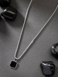 NVR Men's Silver-Plated Artificial Stone Stainless Steel Pendant with Chain