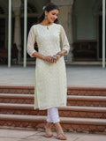 Juniper Women's Lemon Georgette Printed Kurta - Distacart