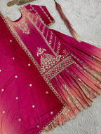 Prazu Fashion Pink Shaded Chinon Silk Embroidered Sequence Palazzo Suit - Distacart