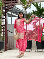 Prazu Fashion Pink Chinon Silk Embroidered Dhoti Style Suit - Distacart