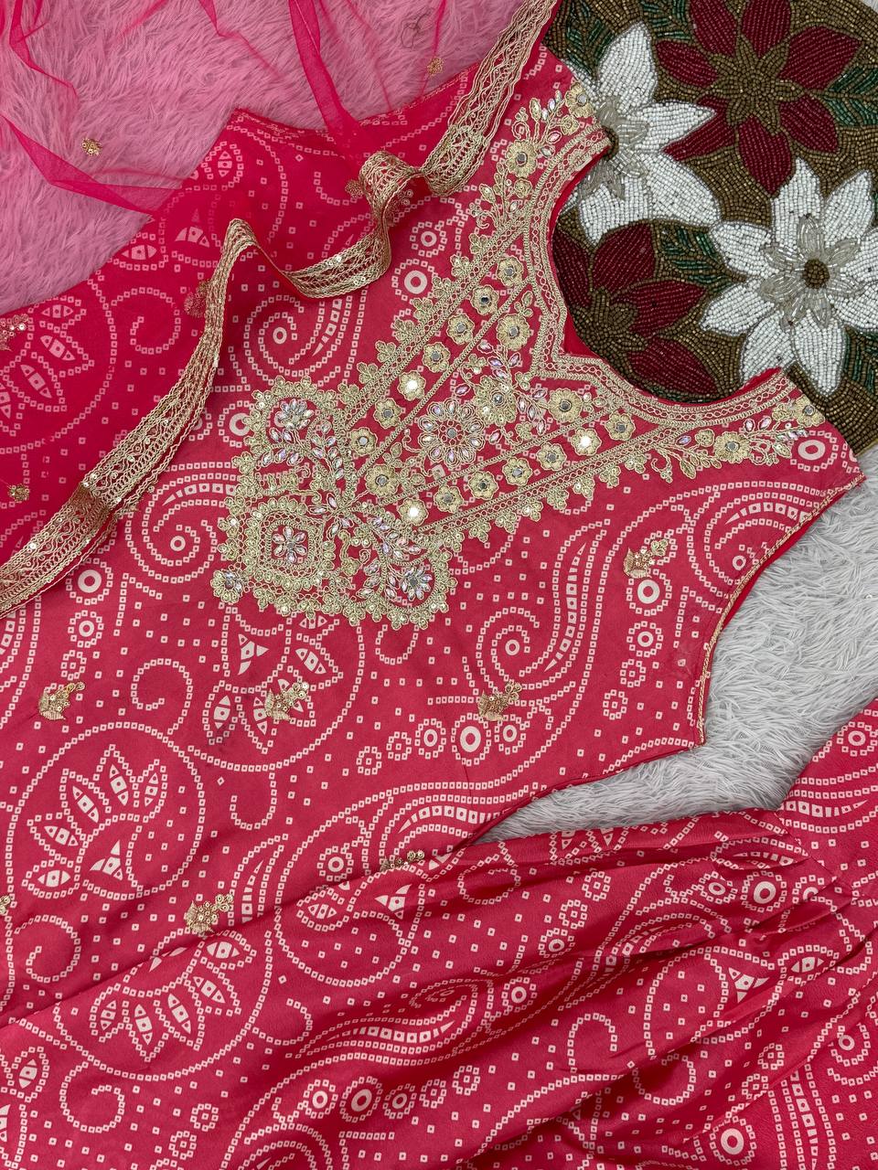 Prazu Fashion Pink Chinon Silk Embroidered Dhoti Style Suit - Distacart