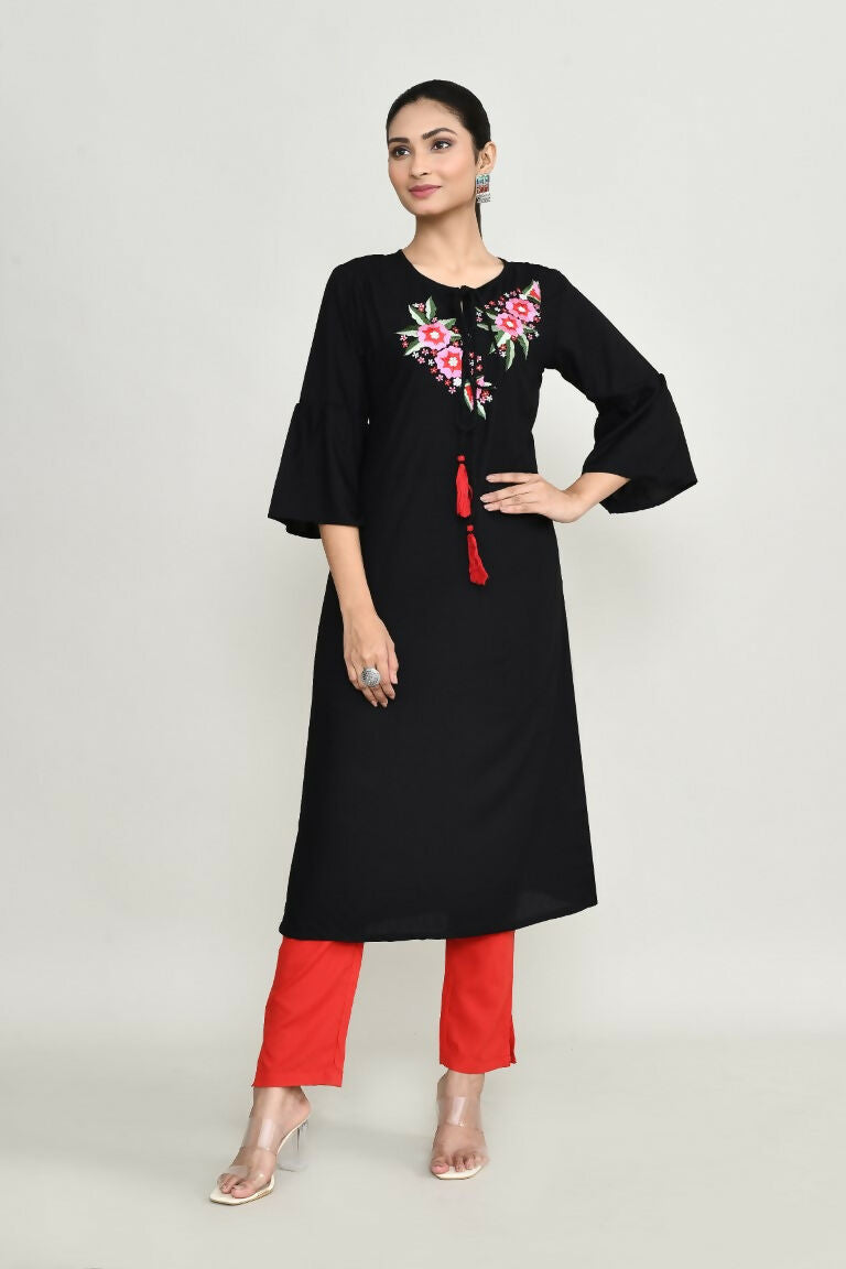 Joban Fashion Black Rayon Kurta Set