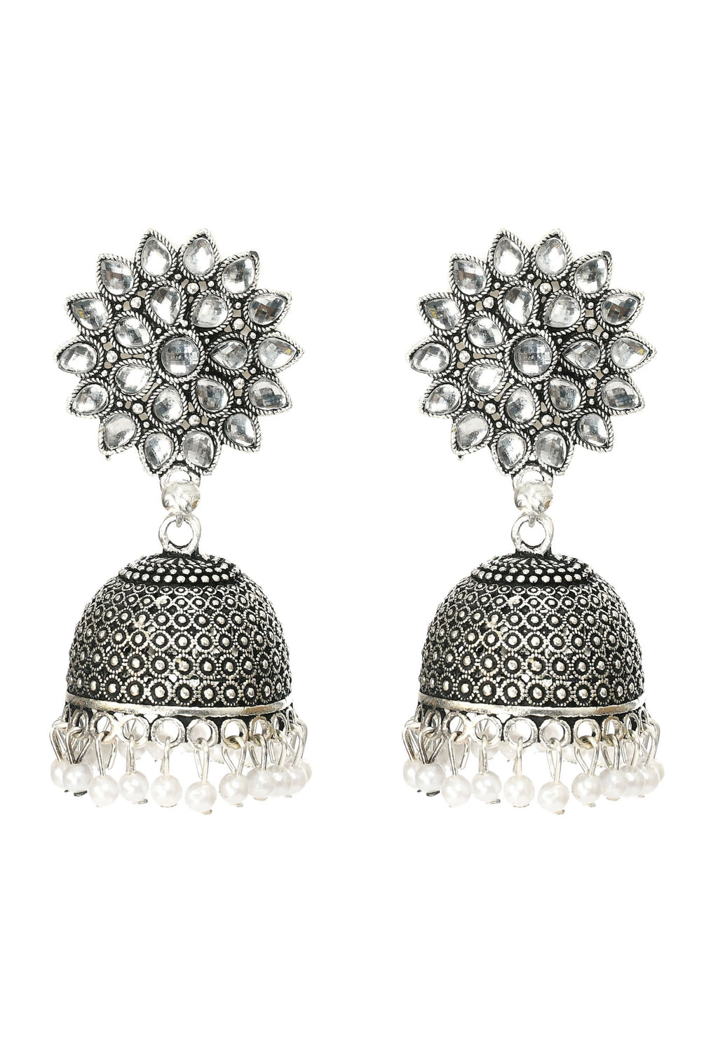 Mominos Fashion Joharkamal Kundan work Jhumka with White Beads - Distacart
