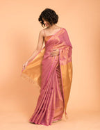 Suta Pink Golden Solid Woven Design Zari Saree - Distacart