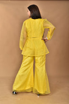 Morchari Women Hand Embroidery Crop Top-Yellow