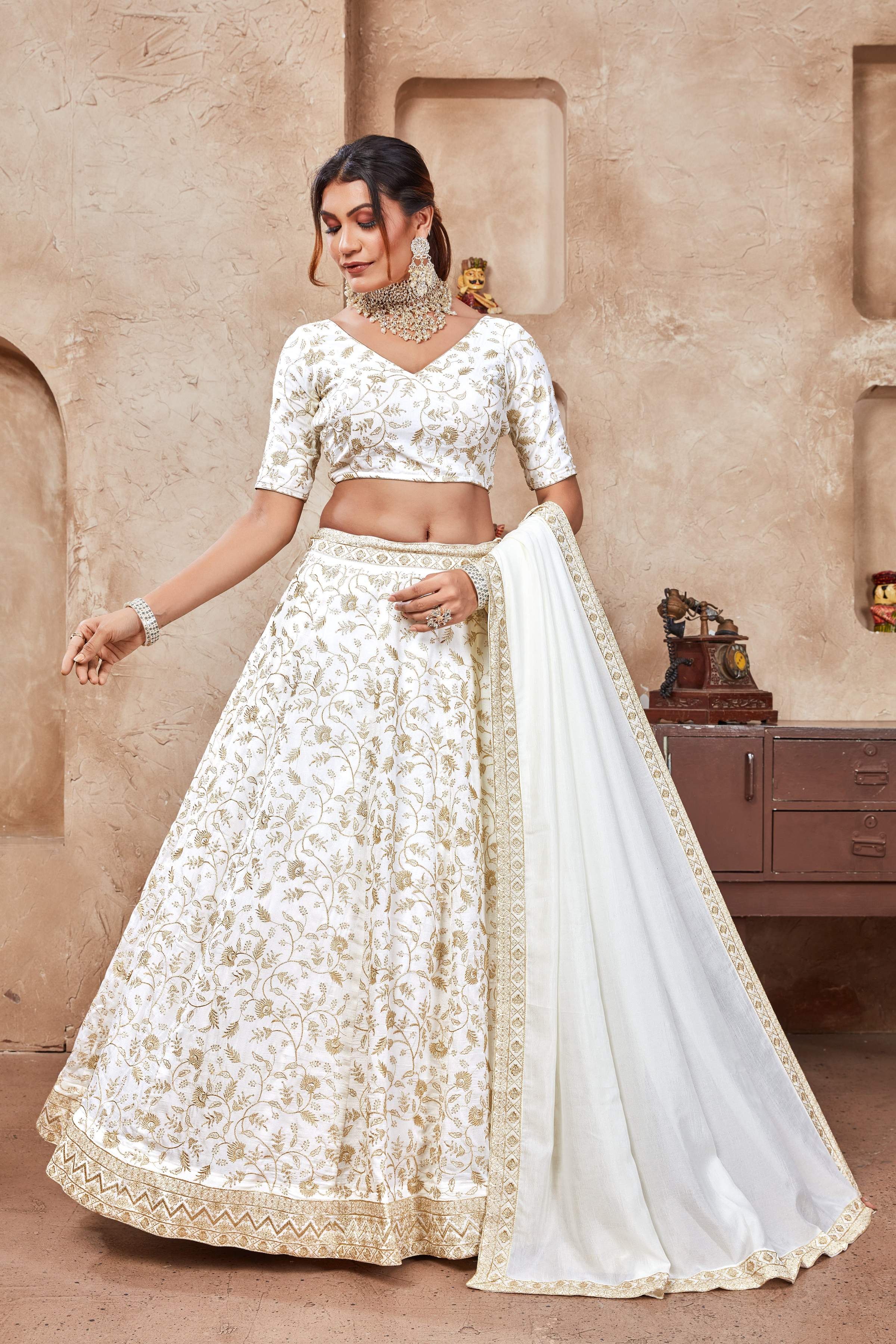 Lehenga Mart Designer Wedding Lehenga Choli For Women - White