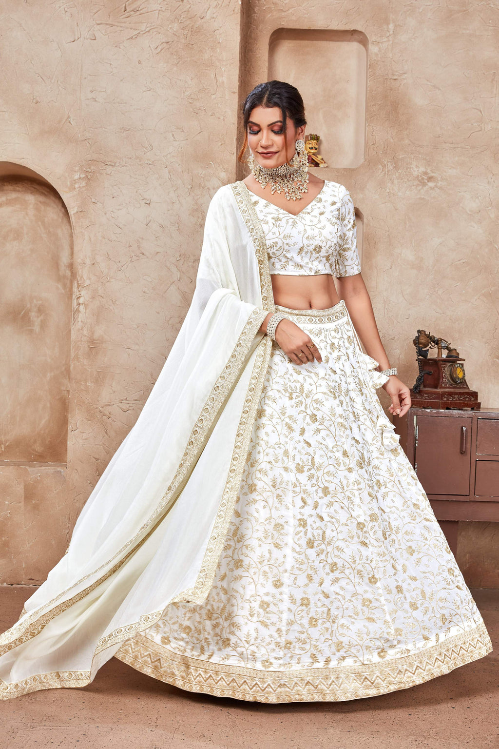 Lehenga Mart Designer Wedding Lehenga Choli For Women - White
