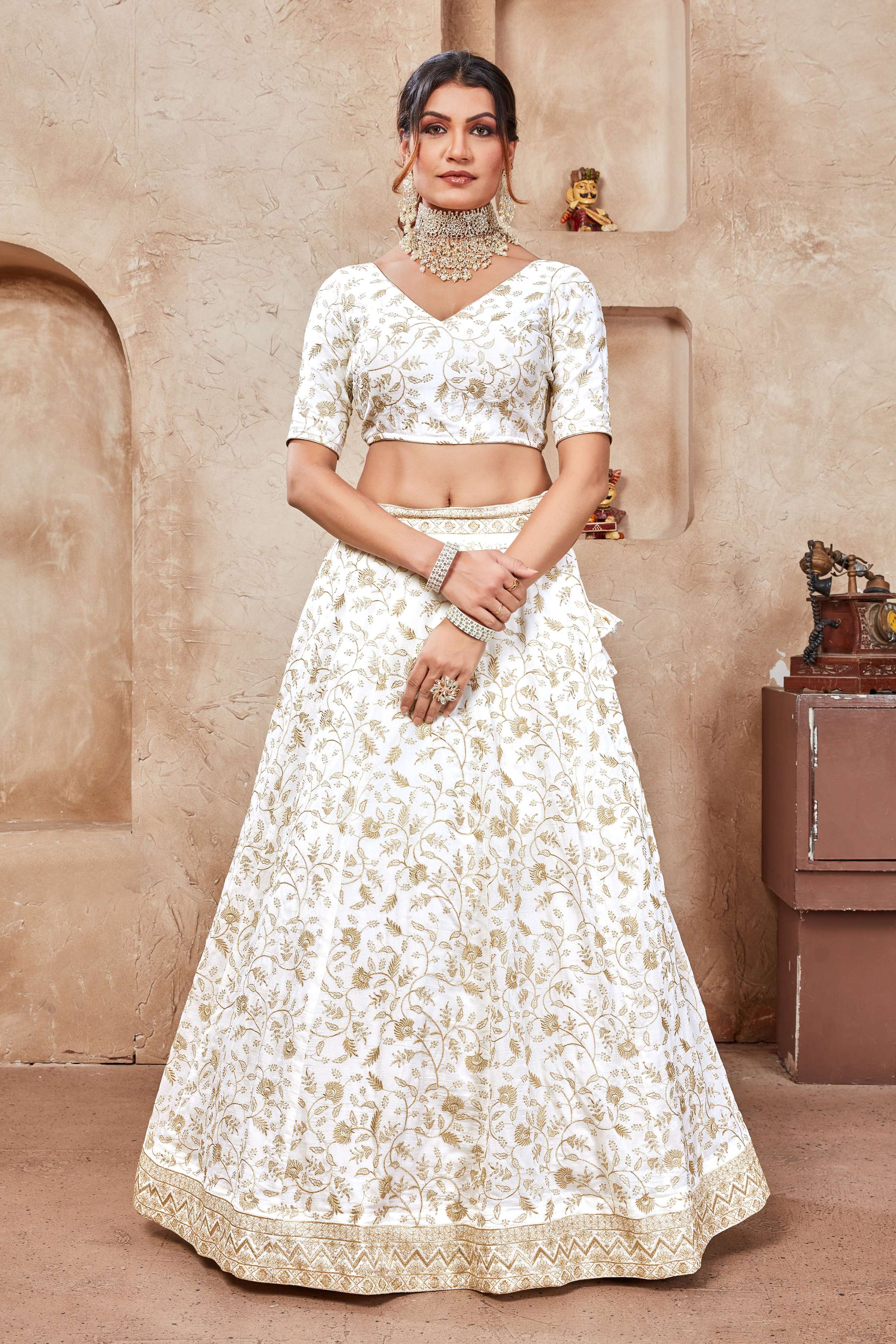Lehenga Mart Designer Wedding Lehenga Choli For Women - White