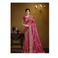 Rani Zari Organza Silk Pure Khatli work Designer Saree With Blouse. - Rajasvi