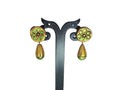 Terracotta Round Earstuds With Drops-Copper And Green