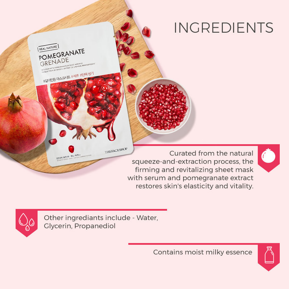The Face Shop Real Nature Pomegranate Face Mask - Distacart