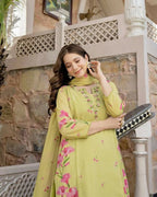 The52 Lemons Women's Beautiful Chanderi Fabric Printed Work Straight Kurta Pant and Dupatta Set - Distacart