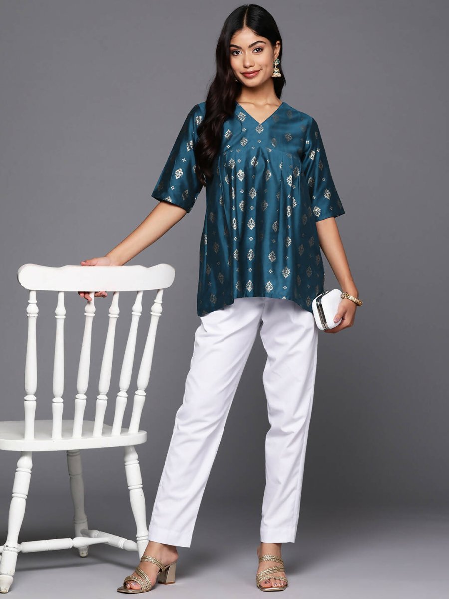 Ahalyaa Women's Traditional wear Tunic - Teal Blue