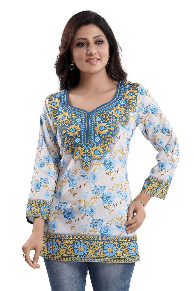 Snehal Creations Best Stylish Faux Crepe Printed Short Kurti Tunic