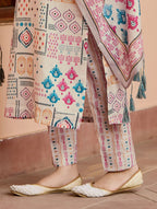 Lorenvalley Cream Cotton Printed Kurta Set - Distacart