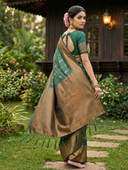 Shree Shyam Fashion Green Silk Blend Saree - Distacart