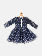 Ahalyaa Navy Pure Cotton Digital Printed Kids Kurta Sharara Set For Girls