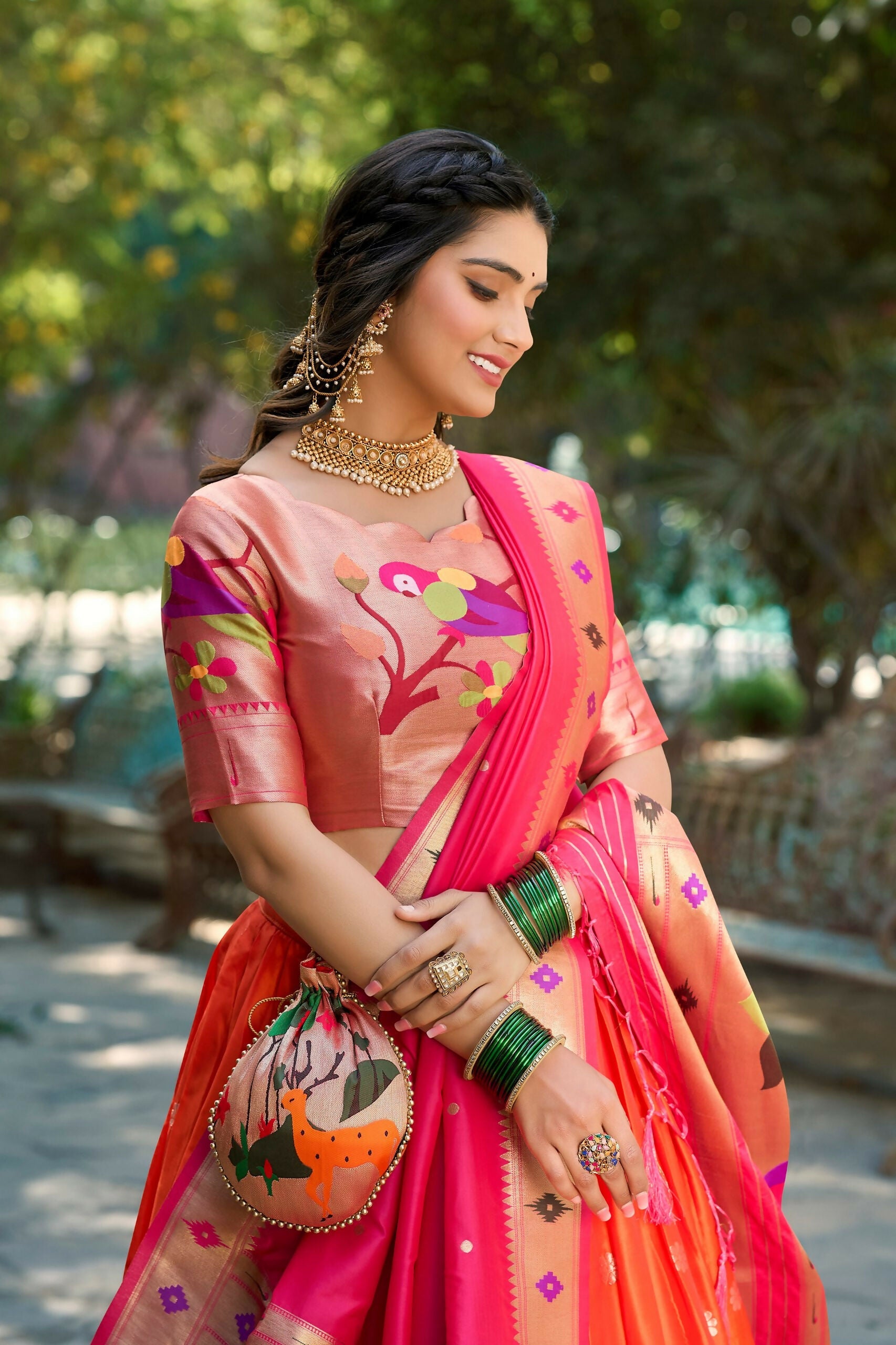 Vastranavya Perfect Classic And Contemporary Fashion Paithani Lehenga Choli - Red