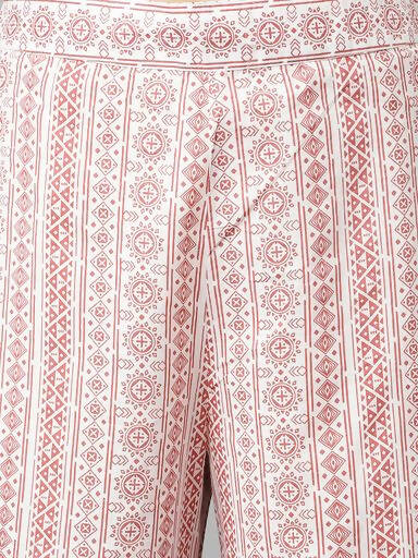 FIORRA Women's White Cotton A-line Kurta with Palazzo