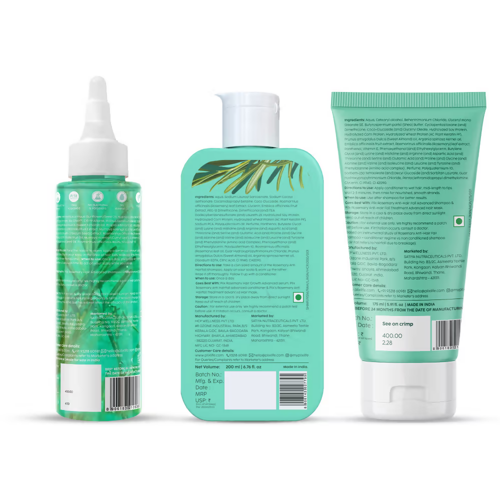 PLIX The Plant Fix Rosemary Hair Growth Advanced Hair Oil, Anti Hairfall Shampoo & Conditioner