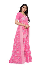 Vamika Light Pink Linen Jari Border Saree