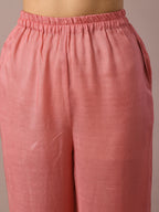 Myshka Women's Pink Solid Straight Party Kurta Set