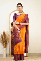 DEIANA'S Beautiful Designer Golden zari Soft Lichi Silk Saree - Yellow