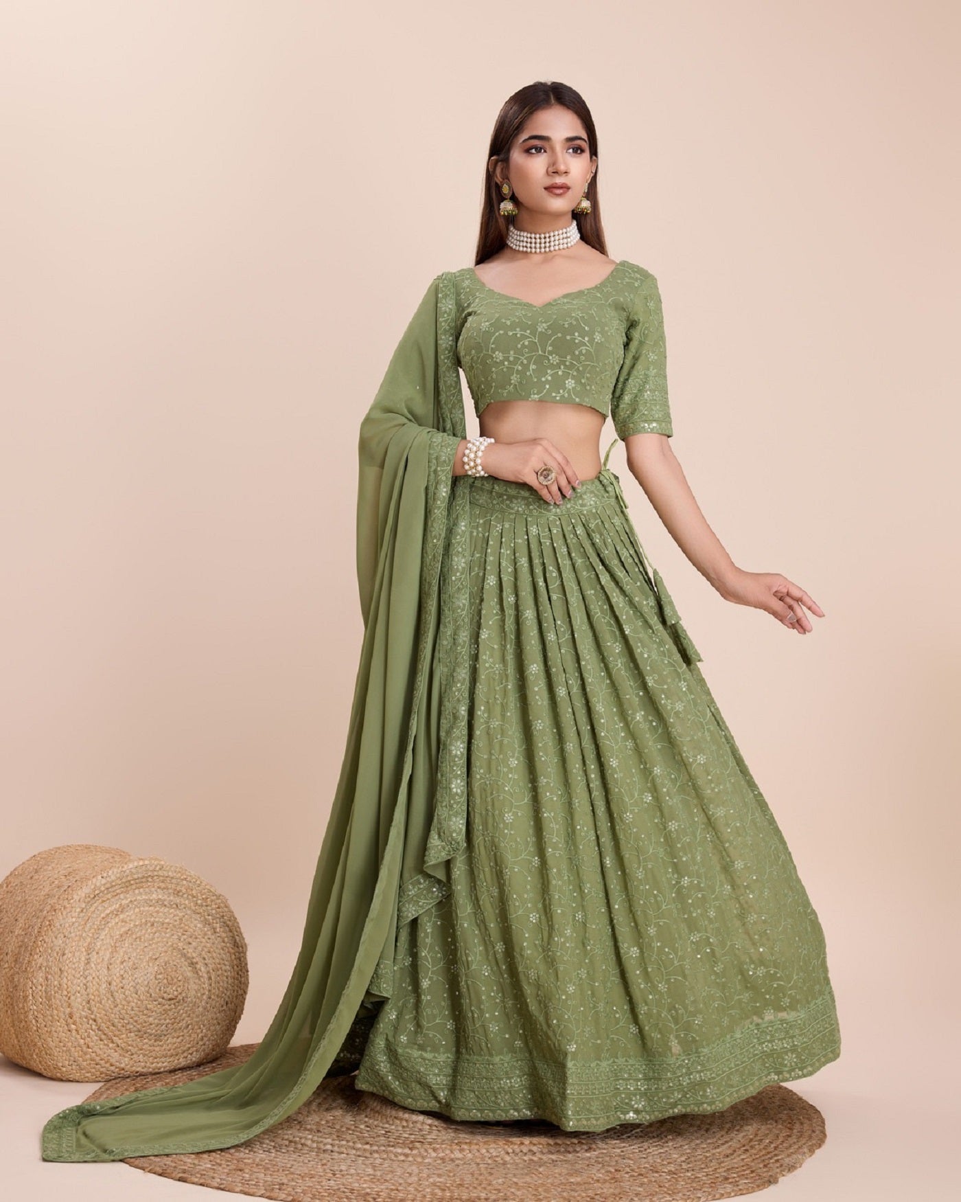 Lehenga Mart Designer Wedding Lehenga Choli For Women - Mehndi