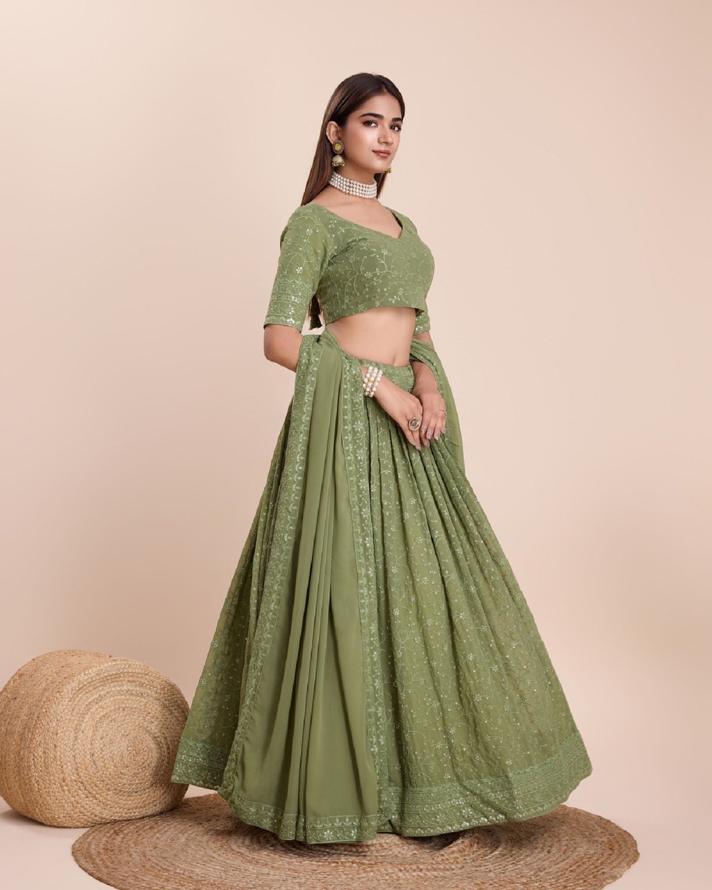 Lehenga Mart Designer Wedding Lehenga Choli For Women - Mehndi