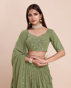 Lehenga Mart Designer Wedding Lehenga Choli For Women - Mehndi