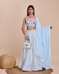 Lehenga Mart Designer Wedding Lehenga Choli For Women - Sky Blue