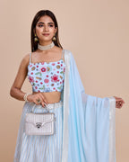 Lehenga Mart Designer Wedding Lehenga Choli For Women - Sky Blue