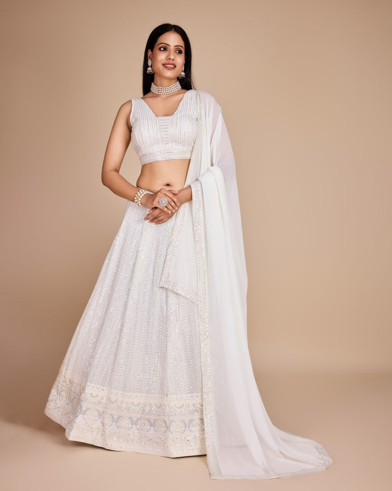 Lehenga Mart Designer Wedding Lehenga Choli For Women - White