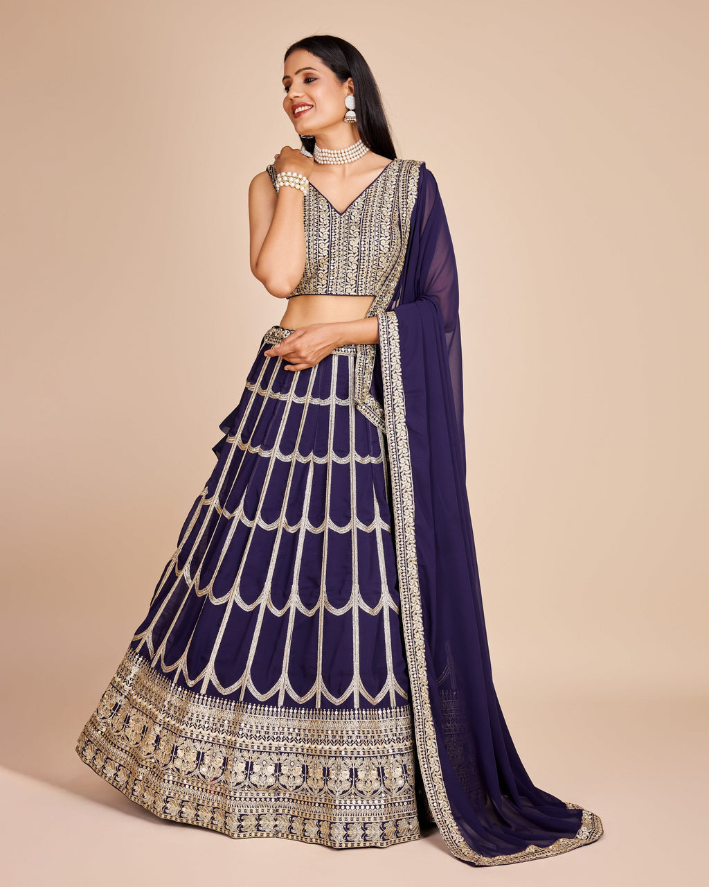 Lehenga Mart Designer Wedding Lehenga Choli For Women - Navy Blue